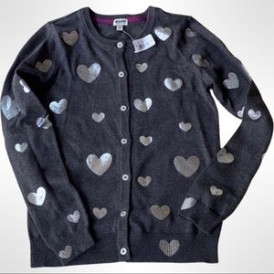 Ruum Charcoal Heart Cardigan Size L NWT